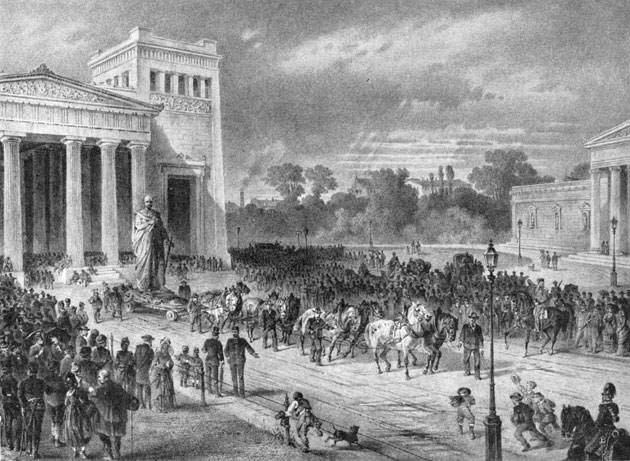 Transport des Standbildes von König Max II.