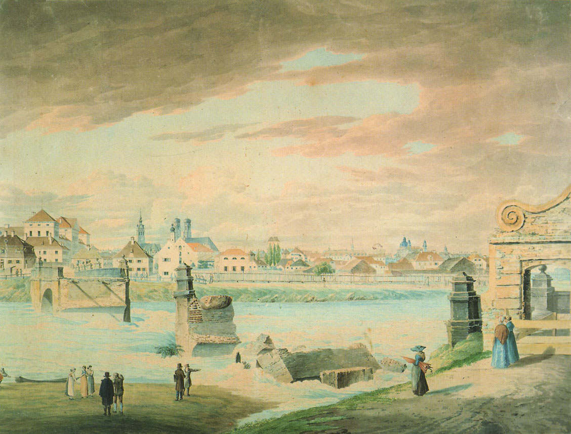 Die zerstörte Isarbrücke