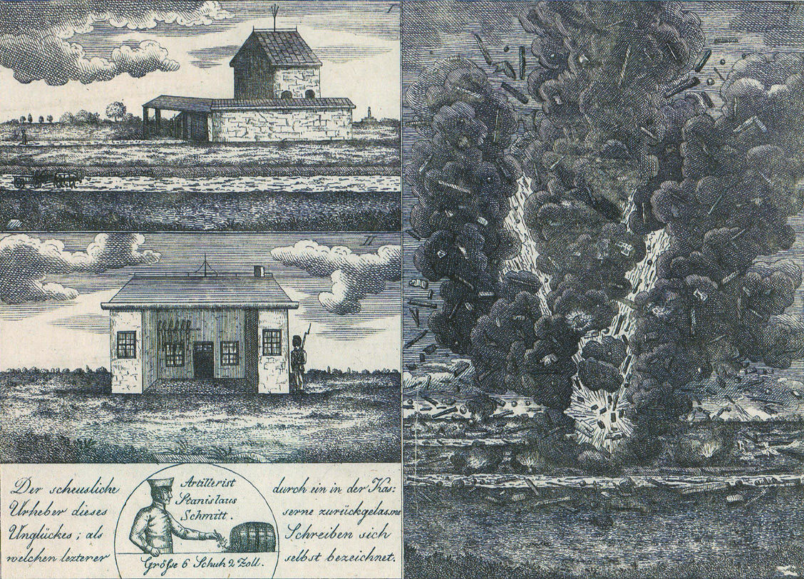 Pulverturm fliegt in die Luft