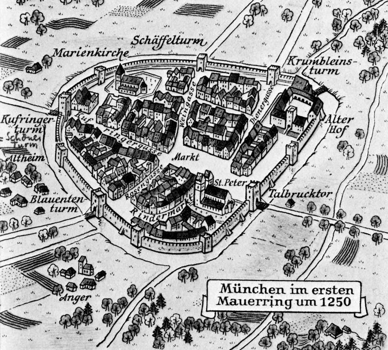 Stadtplan von 1250