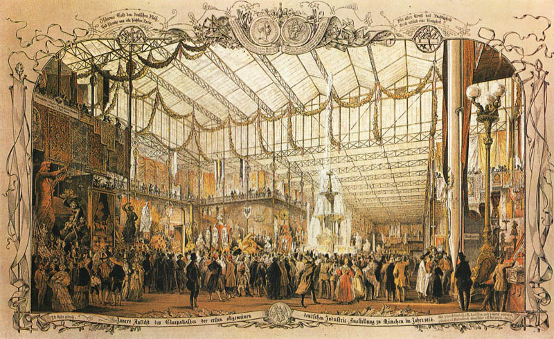 Der Glaspalast mit der ersten deutschen Industrie-Ausstellung zu Münch
