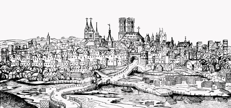 Ansicht der Stadt von Osten 1493