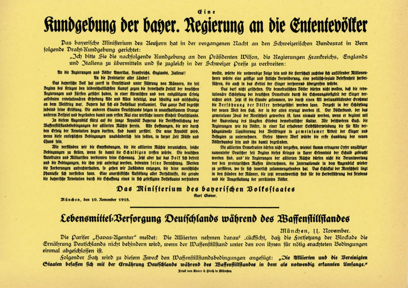 Kundgebung der bayer, Regierung an die Ententevölker
