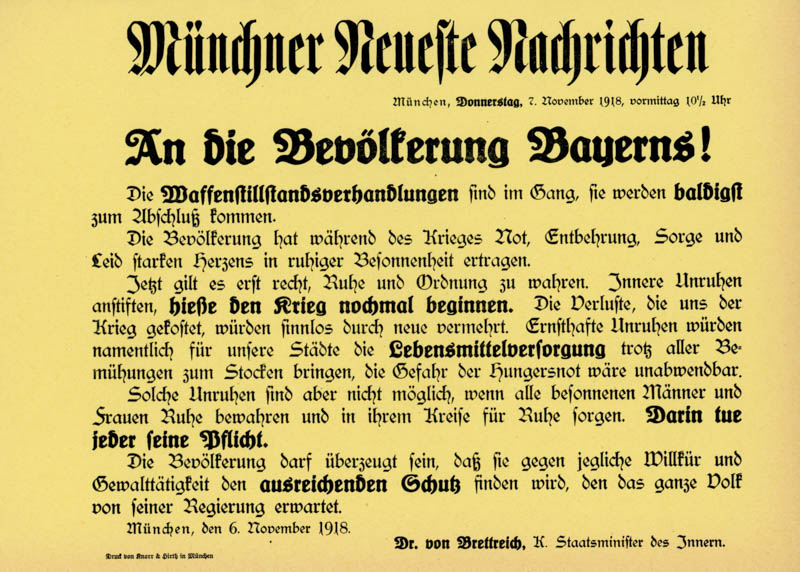 An die Bevölkerung Bayerns!