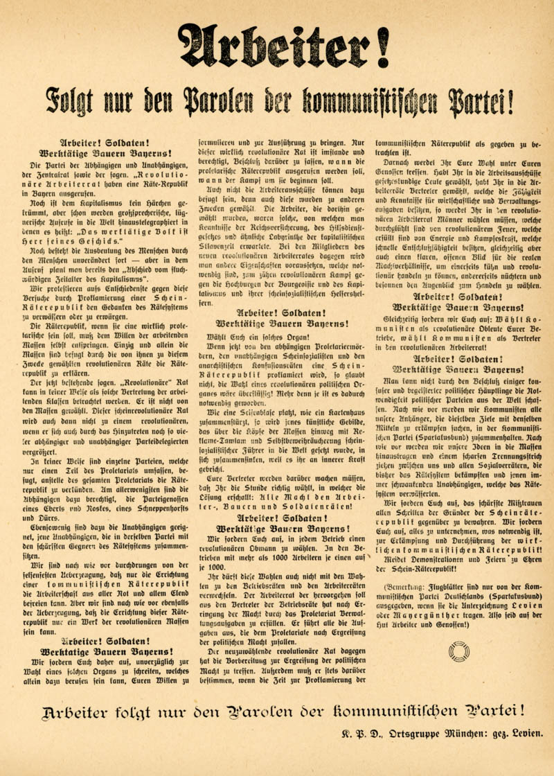 Arbeiter! Folgt nur den Parolen der komunistischen Partei