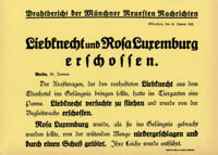 Liebknecht und Rosa Luxemburg erschossen