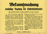 Bekanntmachung über die vorläufige Regelung des Sicherheitsdienstes