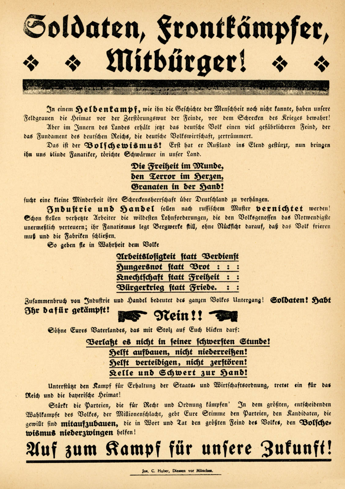 Soldaten, Frontkämpfer, Mitbürger!