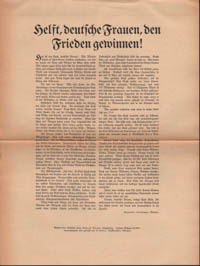  – Helft, deutsche Frauen, den Frieden gewinnen!