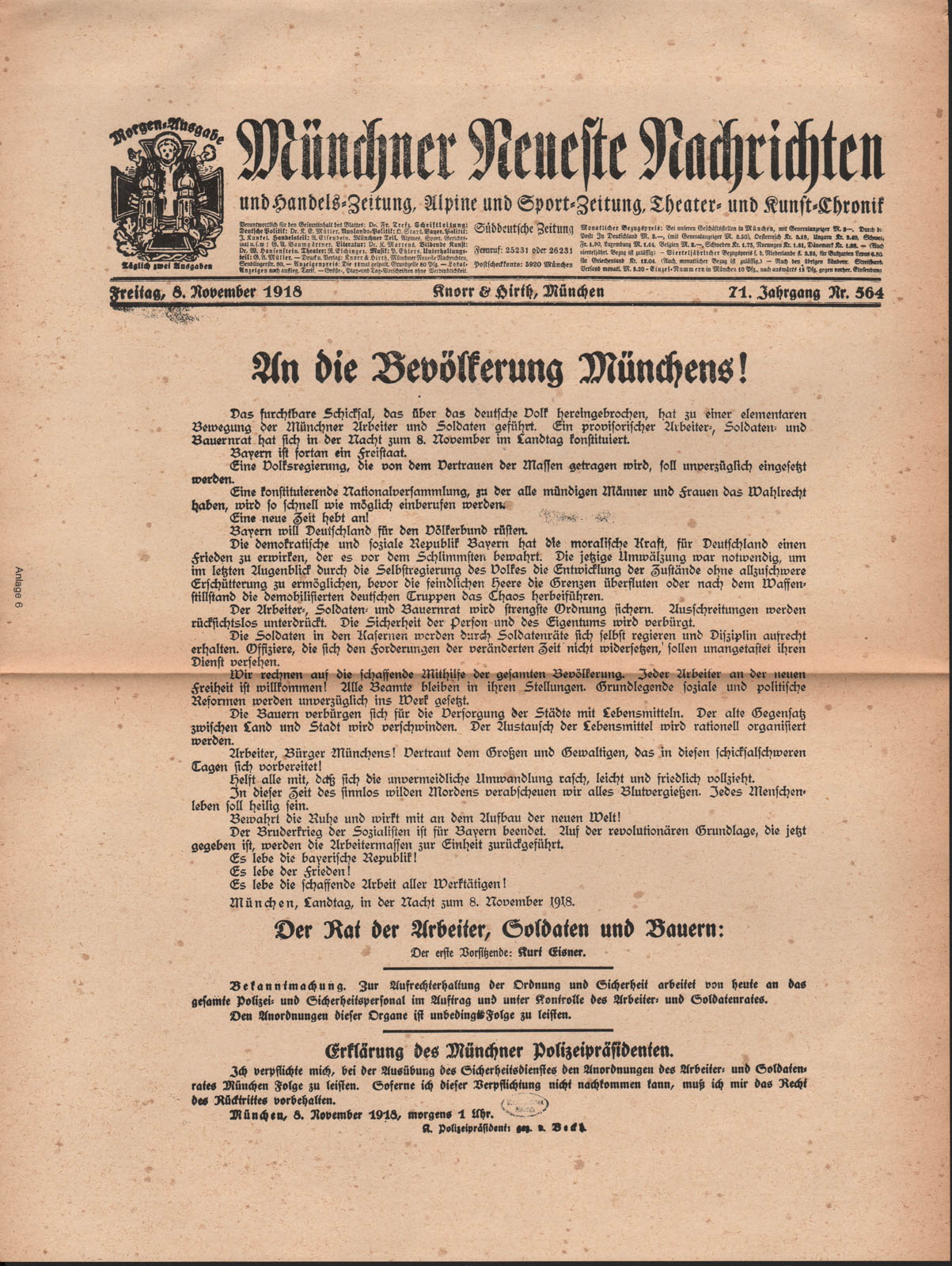 An die Bevölkerung Münchens!