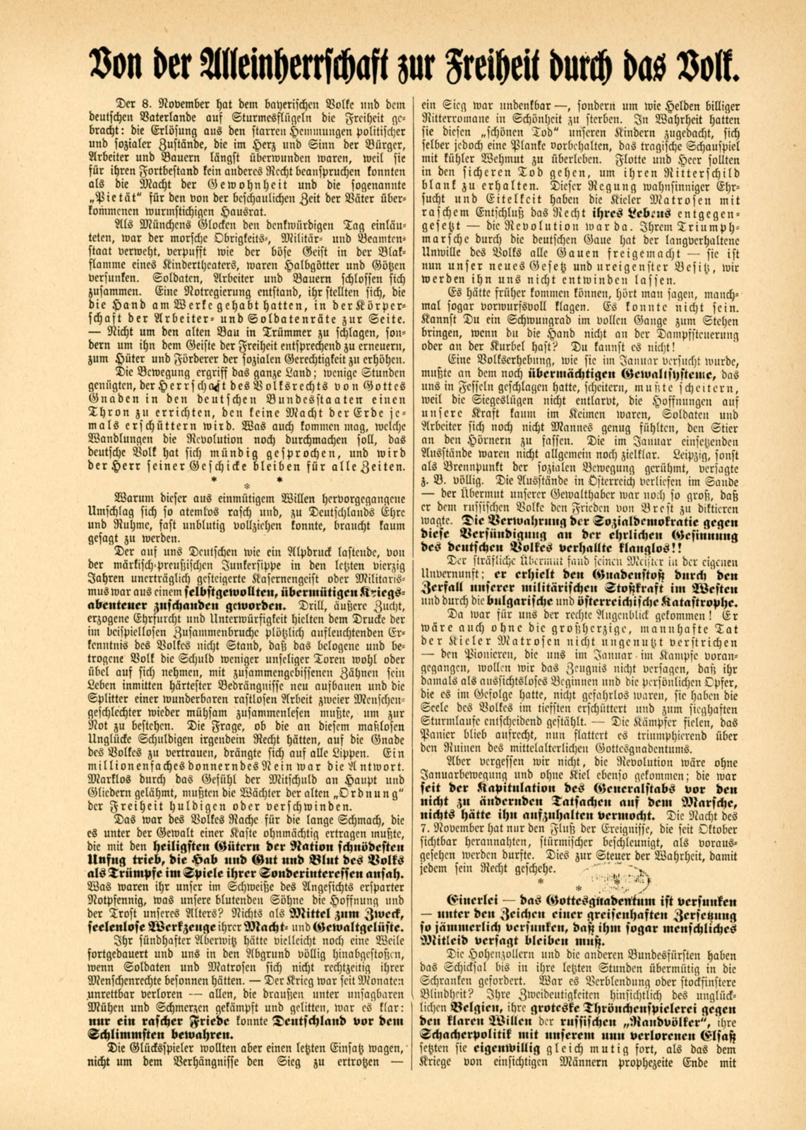 Von der Alleinherrschaft zur Freiheit durch das Volk