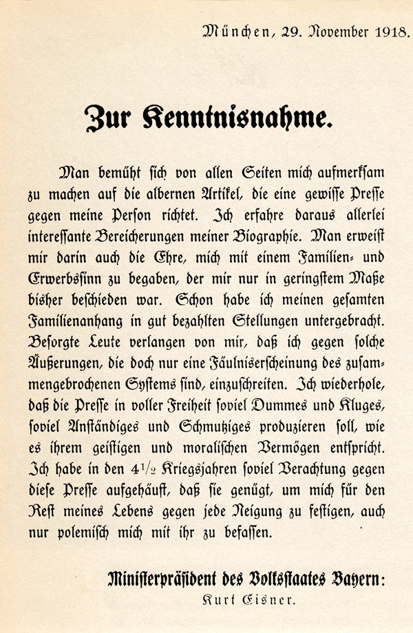 Plakat - Zur Kenntnisnahme