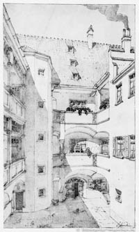 Steinlein Gustav – Hof des Hauses Burggasse Nr. 5