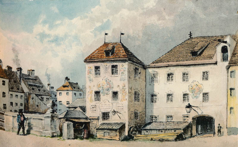 Hochbrücke im Tal und Bruderschaftshaus der Bäckenknechte