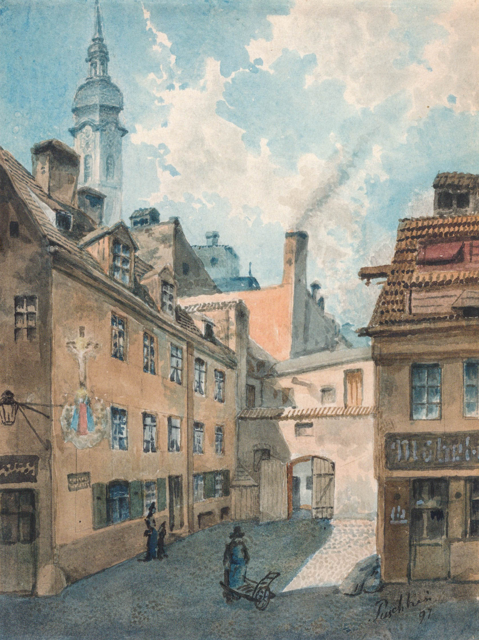 Der Anfang des Maderbräugäßls im Tal