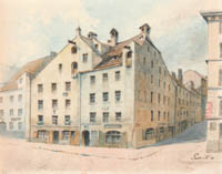 Puschkin Joseph – Eingang zum Färbergraben von der Sendlingerstraße aus