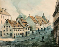 Puschkin Joseph – Alte Häusergruppe innerhalb der Stadtmauer am Oberanger 