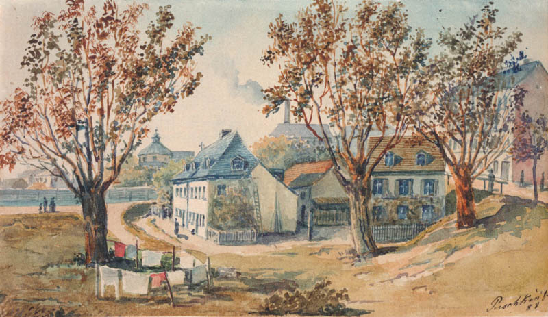 Häusergruppe am Ende der Kapuzinerstraße