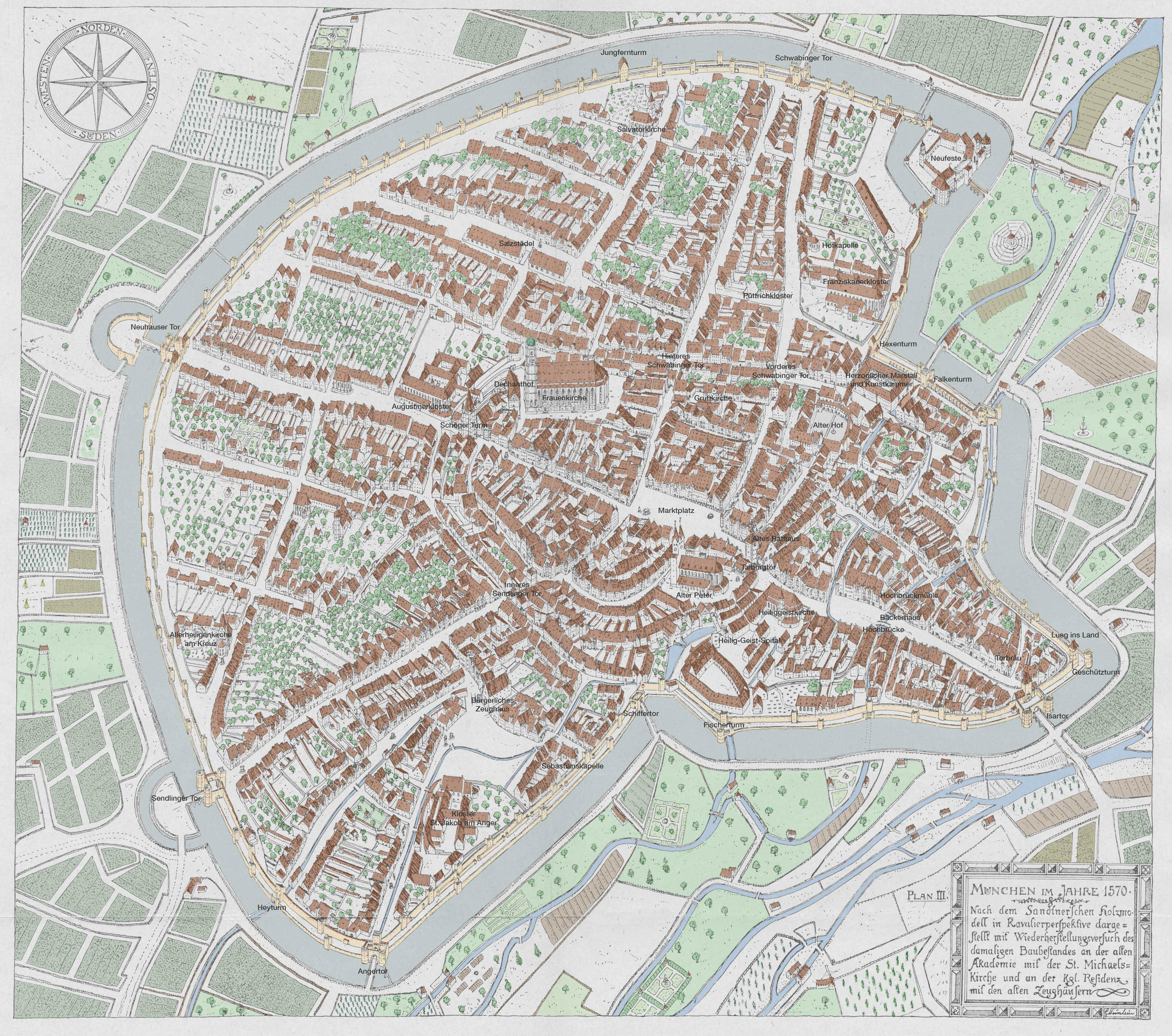 Stadtplan nach dem Sandtnerischen Stadtmodel