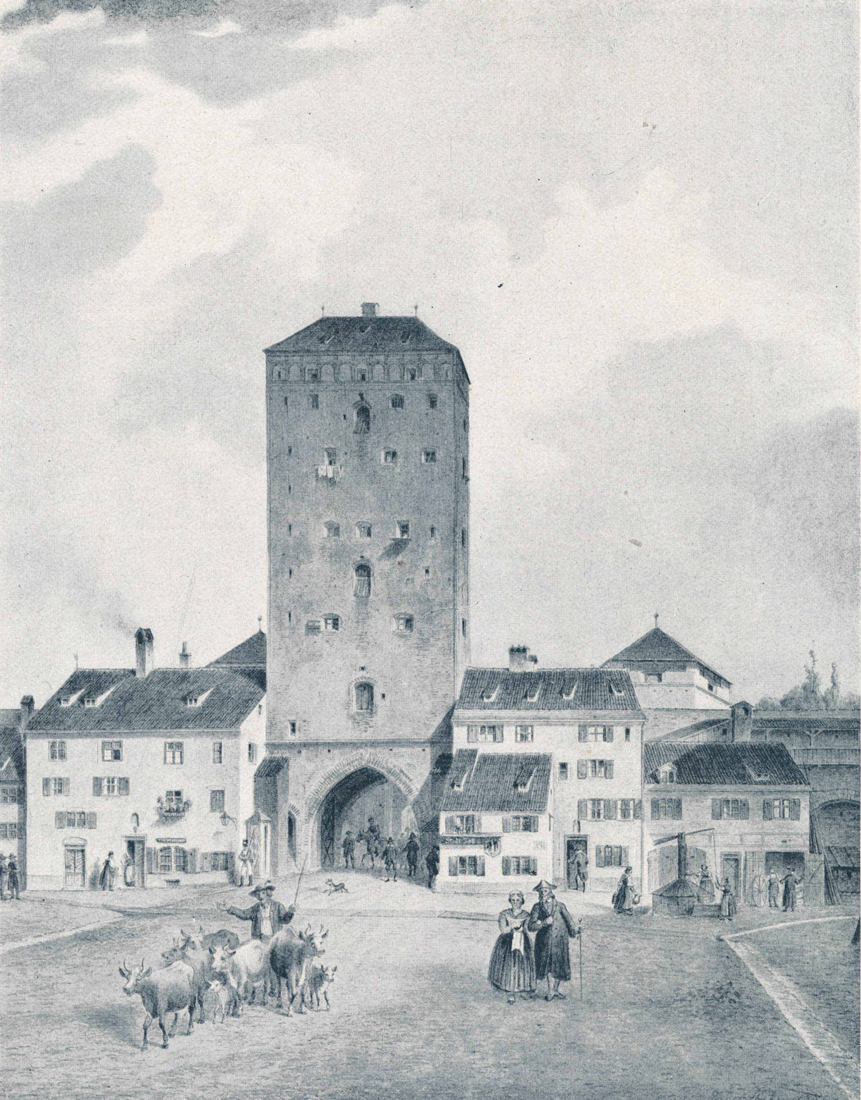Das Isartor vom Tal aus 1820