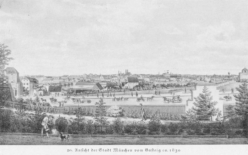 Ansicht der Stadt München vom Gasteig