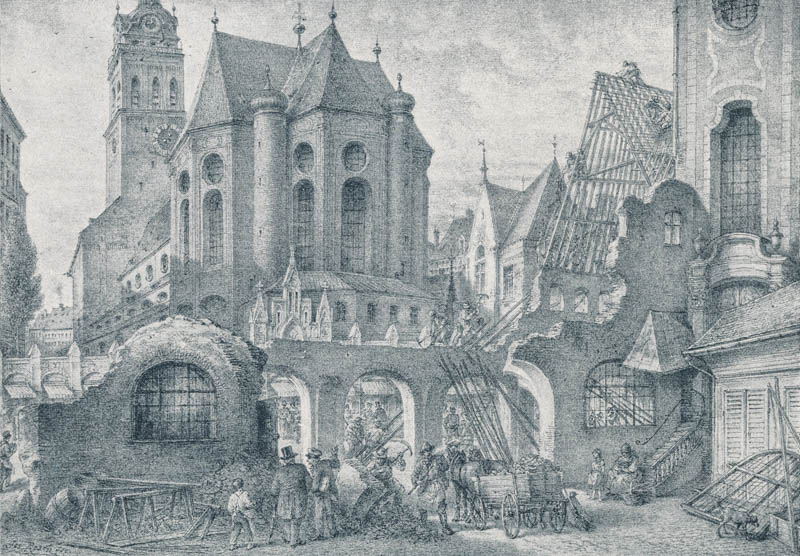 Der Abbruch der Fleischhalle (früher Pestspital dann Gedreidehaus)