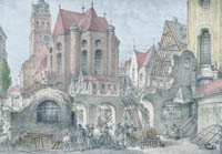 Resch Josef - Der Abbruch der Fleischhalle (früher Pestspital dann Gedreidehaus)