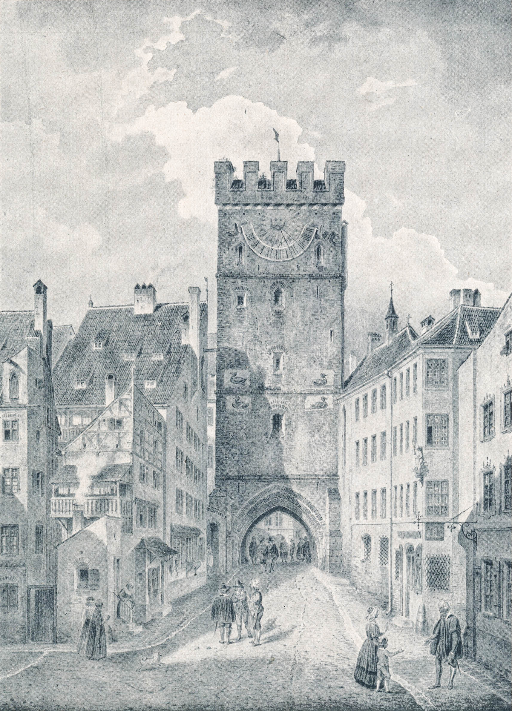 Der blaue Ententurm, früher Püttrich-, später Ruffiniturm, abgebrochen