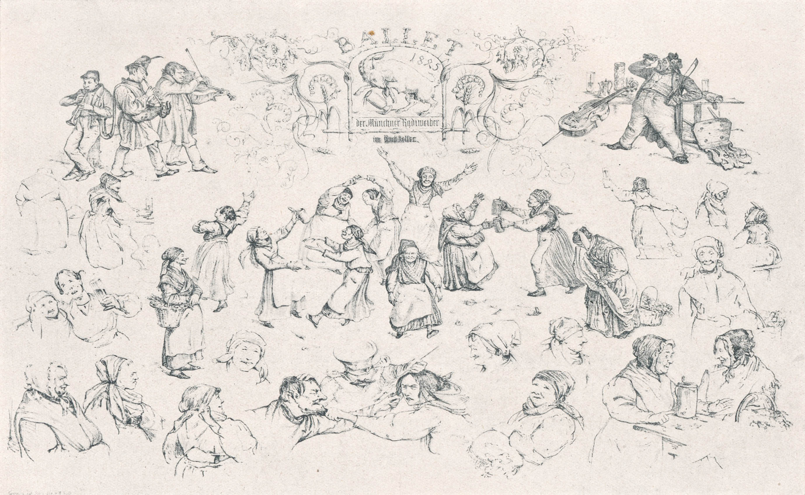 Ballet der Münchner „Radiweiber“ im Bockkeller 1845
