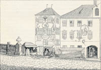 Bollinger Ferdinand – Die Hochbrücke und das Bäckerknecht-Bruderschaftshaus im Tal