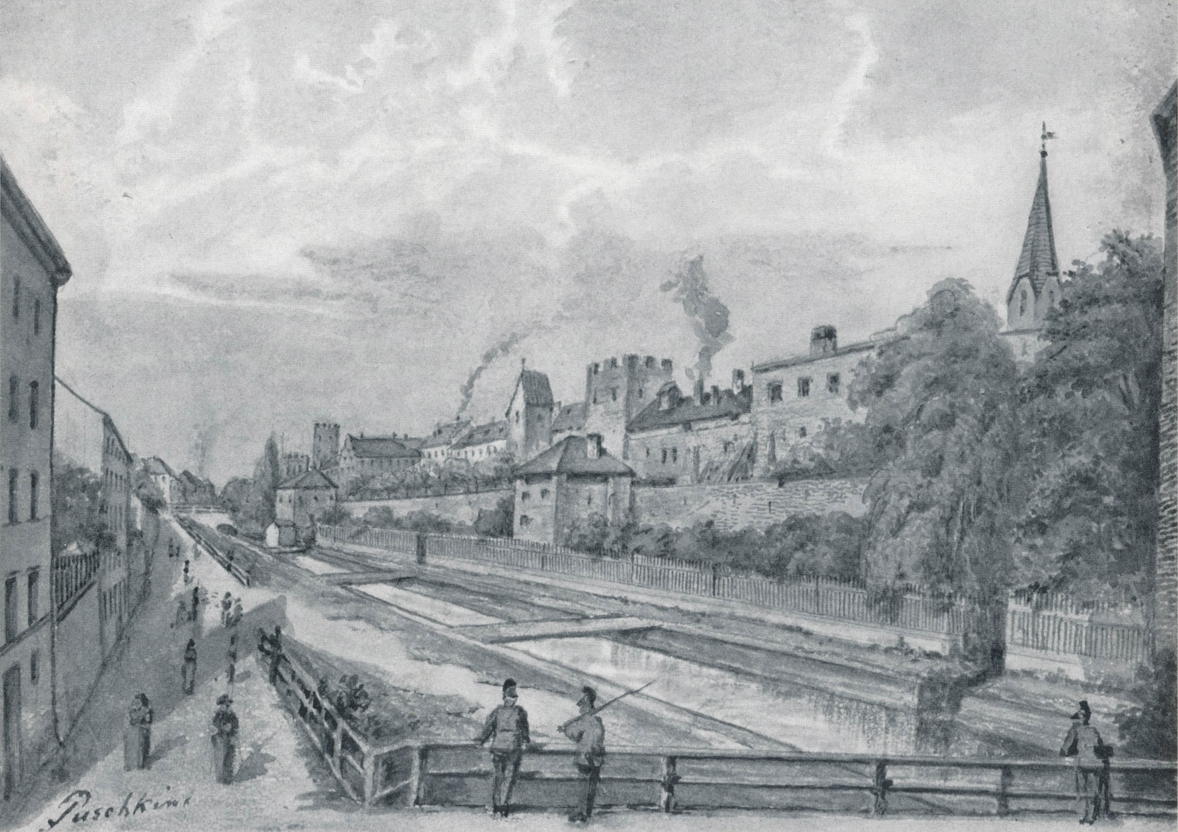 Stadtgraben mit Stadtmauer