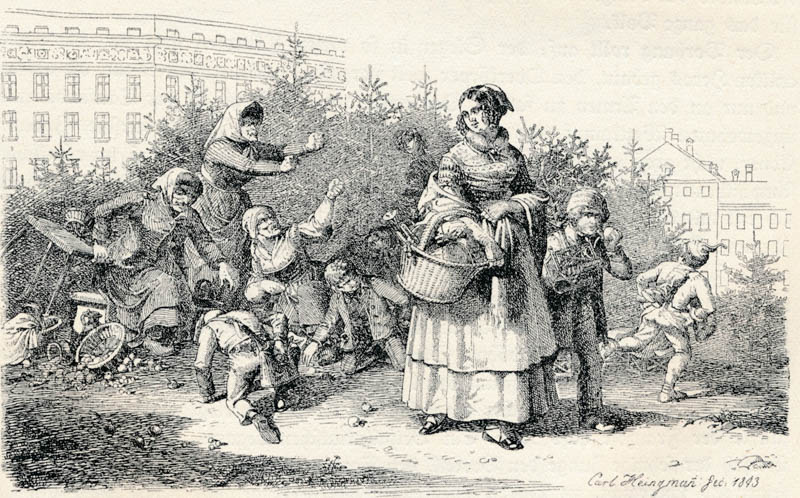 Weihnachtsmarkt auf dem Dultplatz, im Hintergrund das Himbselhaus