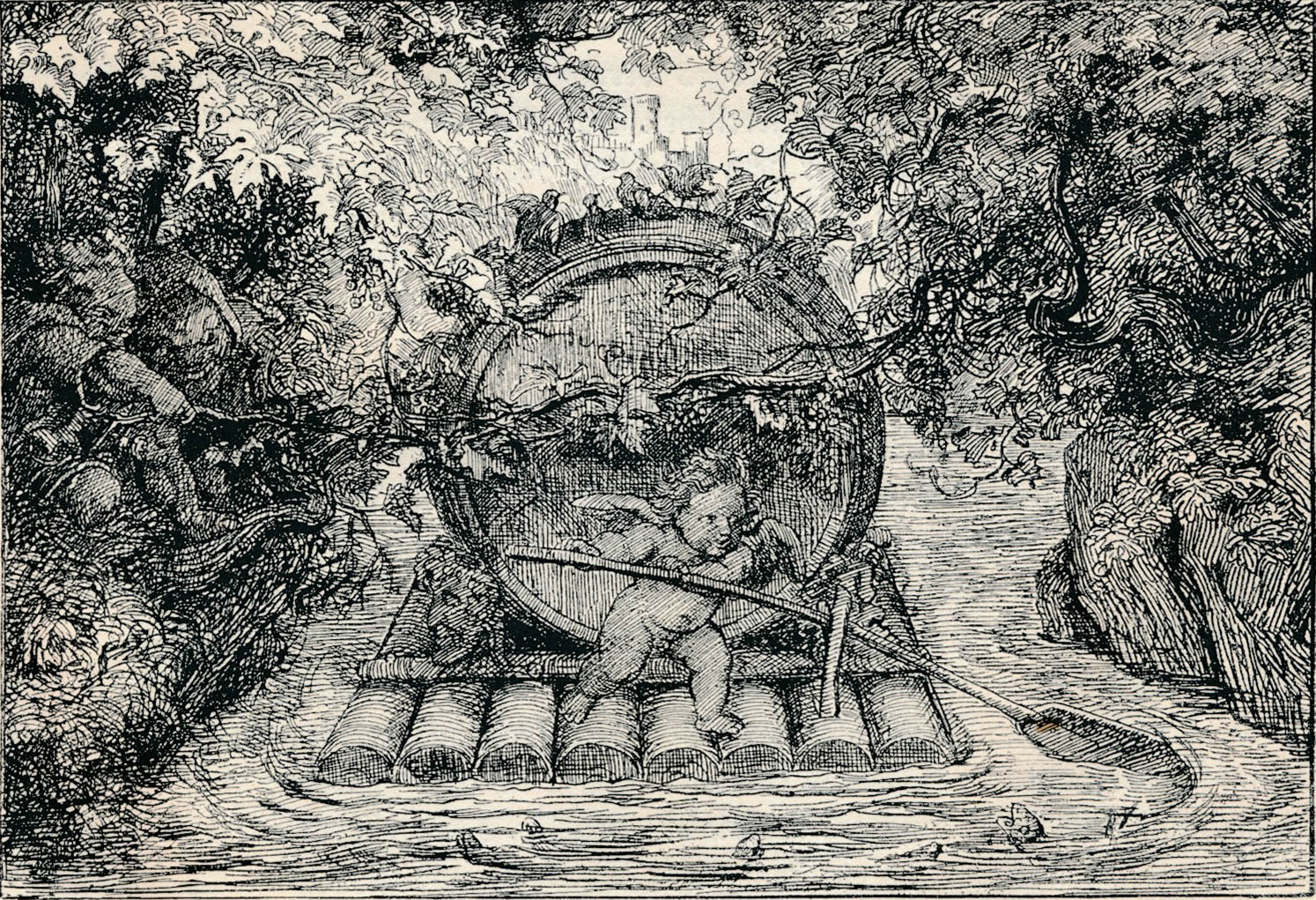 Amor ein Faß flosend