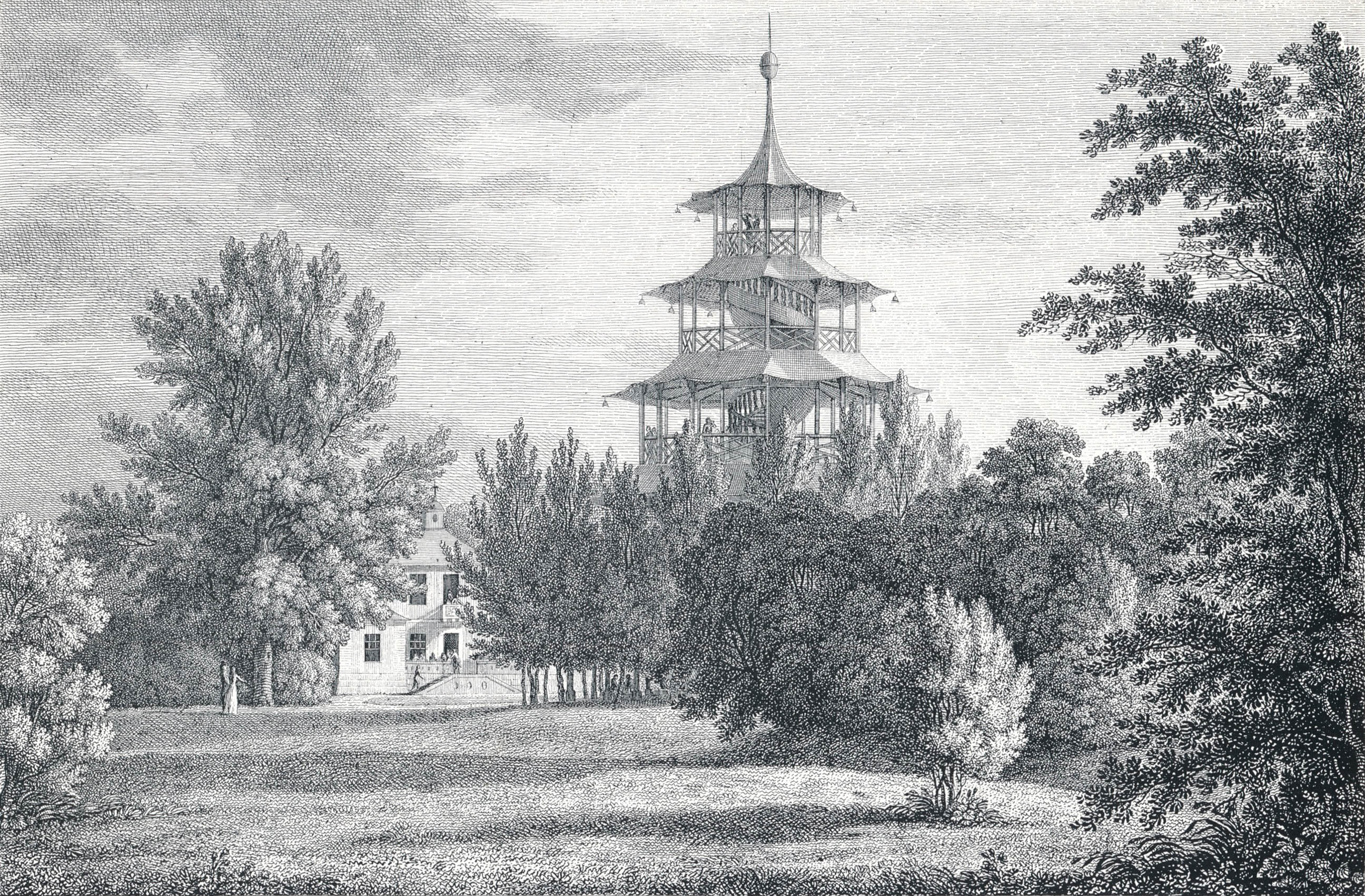 Pagoda und das Wirtshaus im englischen Garten