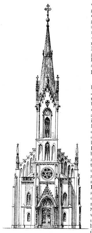 Die neue protestantische Pfarr-Kirche. Frontansicht