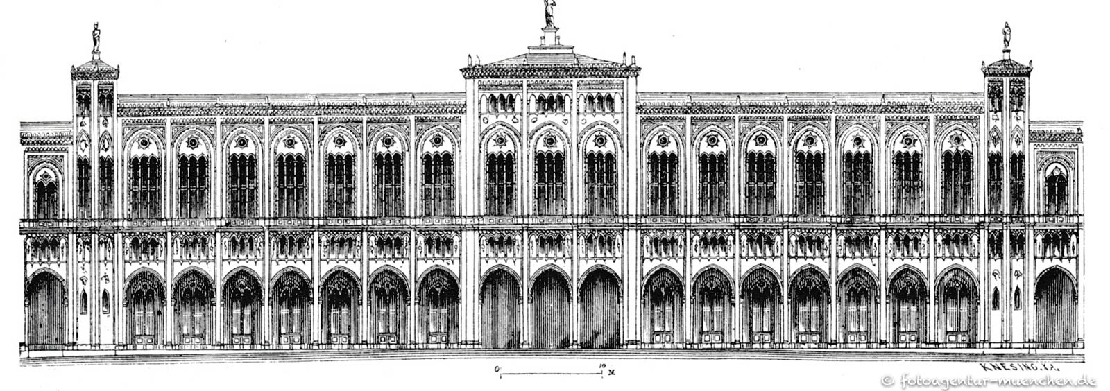 Gebäude der k. Regierung von Oberbayern. Mittelteil der Facade