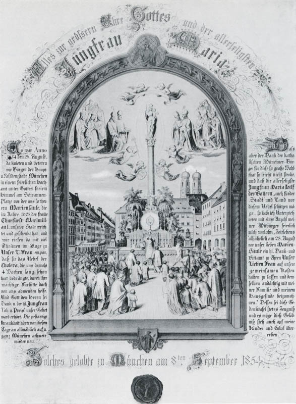 Mitgliedsurkunde des „Bürgerbundes zur allerseeligsten Schutzpatronin Bayerns“