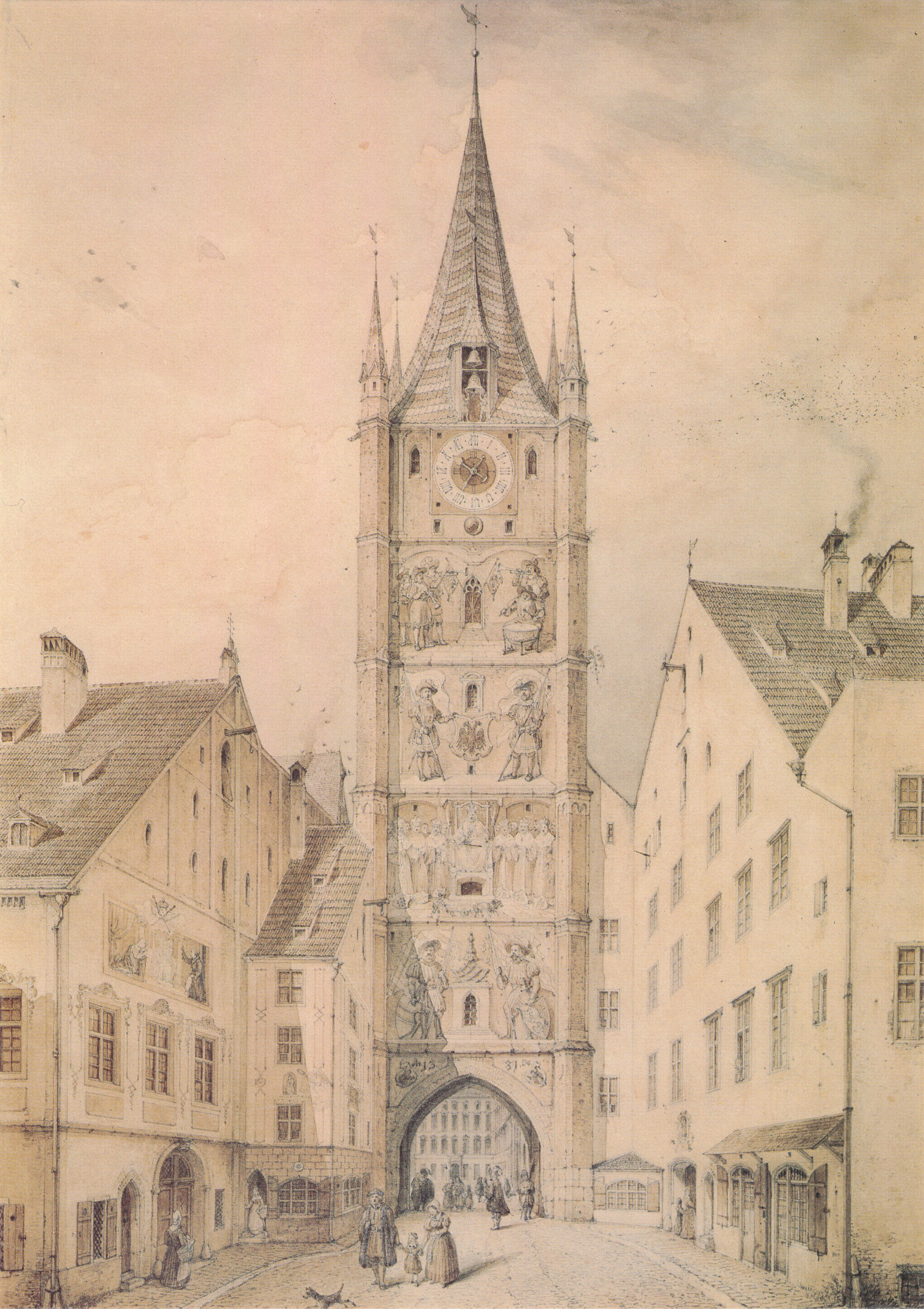 Der „schöne Turm“ in der Kaufingerstraße um 1500