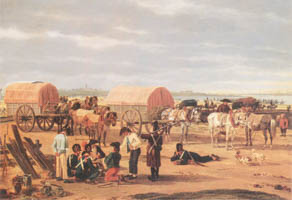 Kobell Wilhelm von – Französischer Troß auf dem rechten Isarufer bei Unterföhring