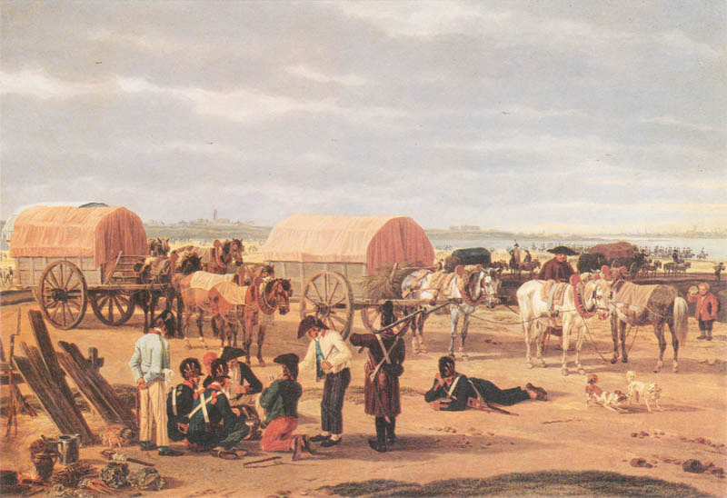 Französischer Troß auf dem rechten Isarufer bei Unterföhring