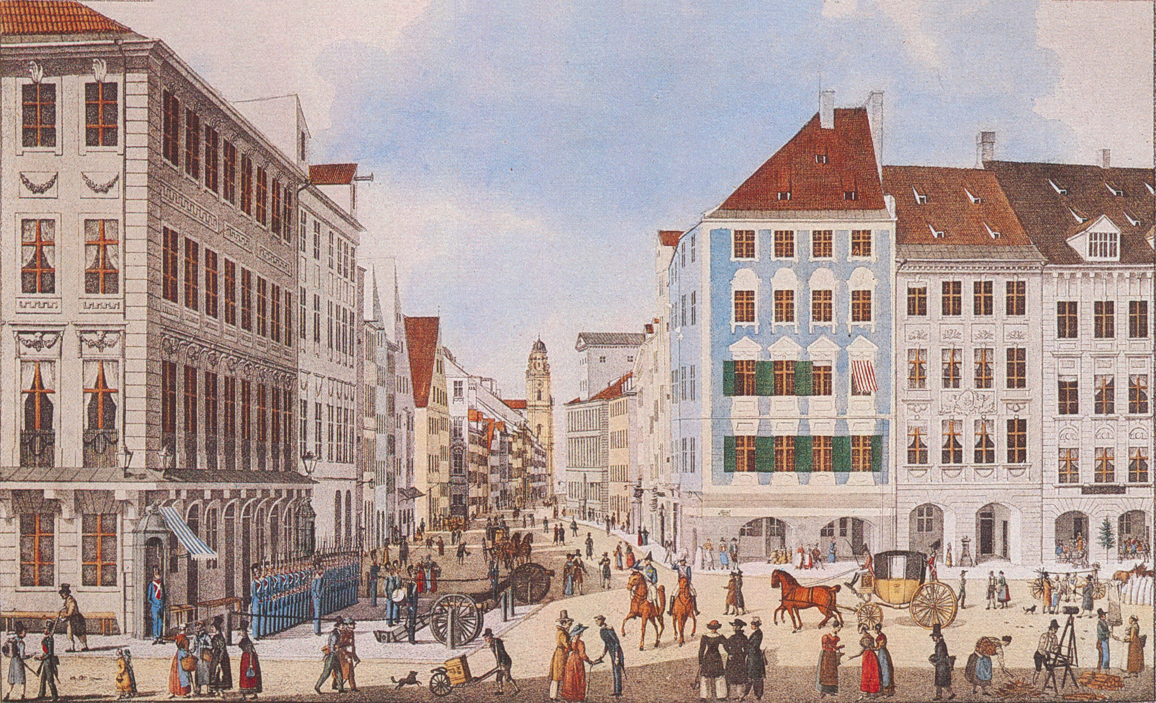 Nordwestseite des damaligen Marienplatzes mit Hauptwache