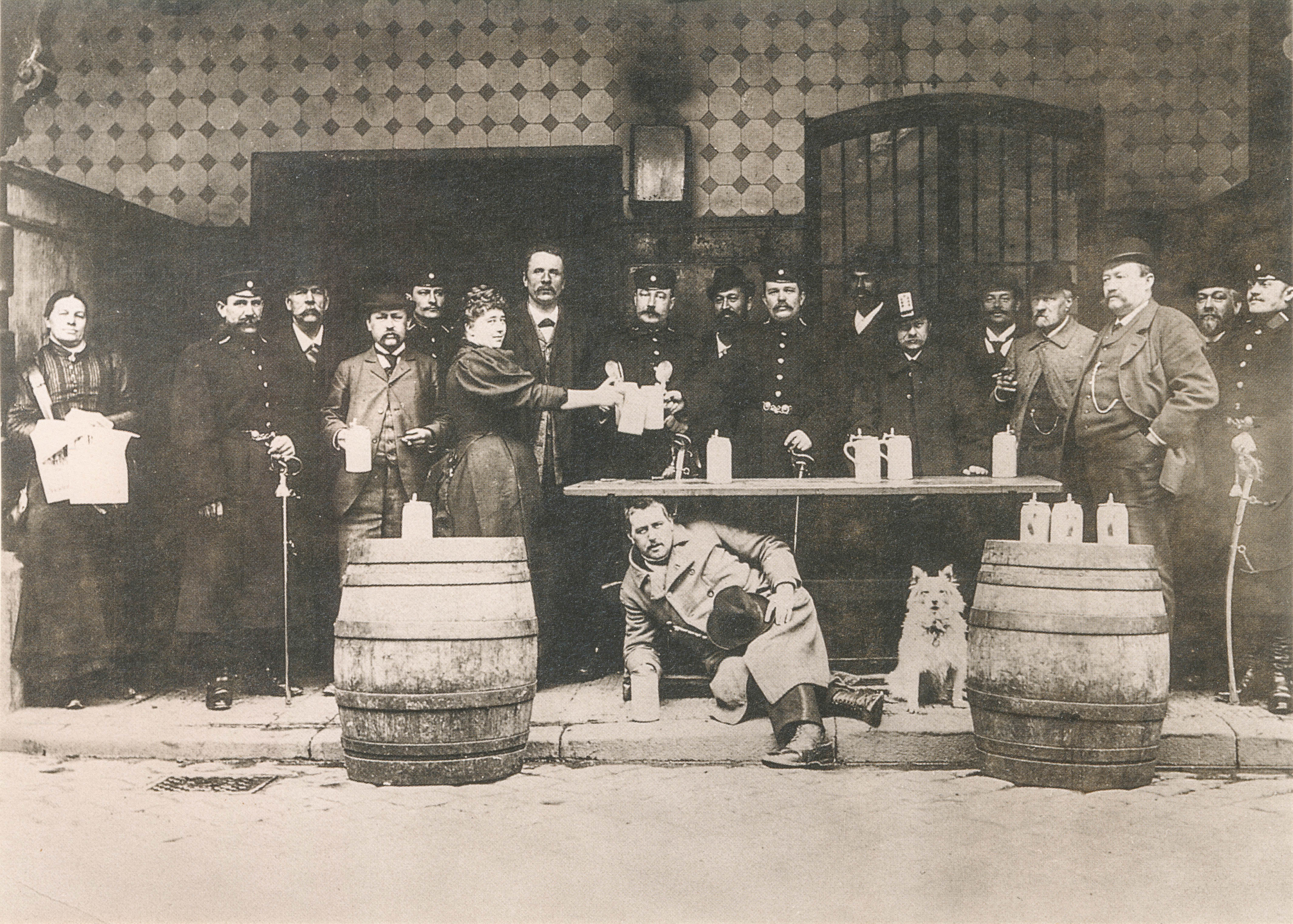 Letzter Abend einer Stammtischgesellschaft im Jahre 1896 im alten Hofbräuhaus