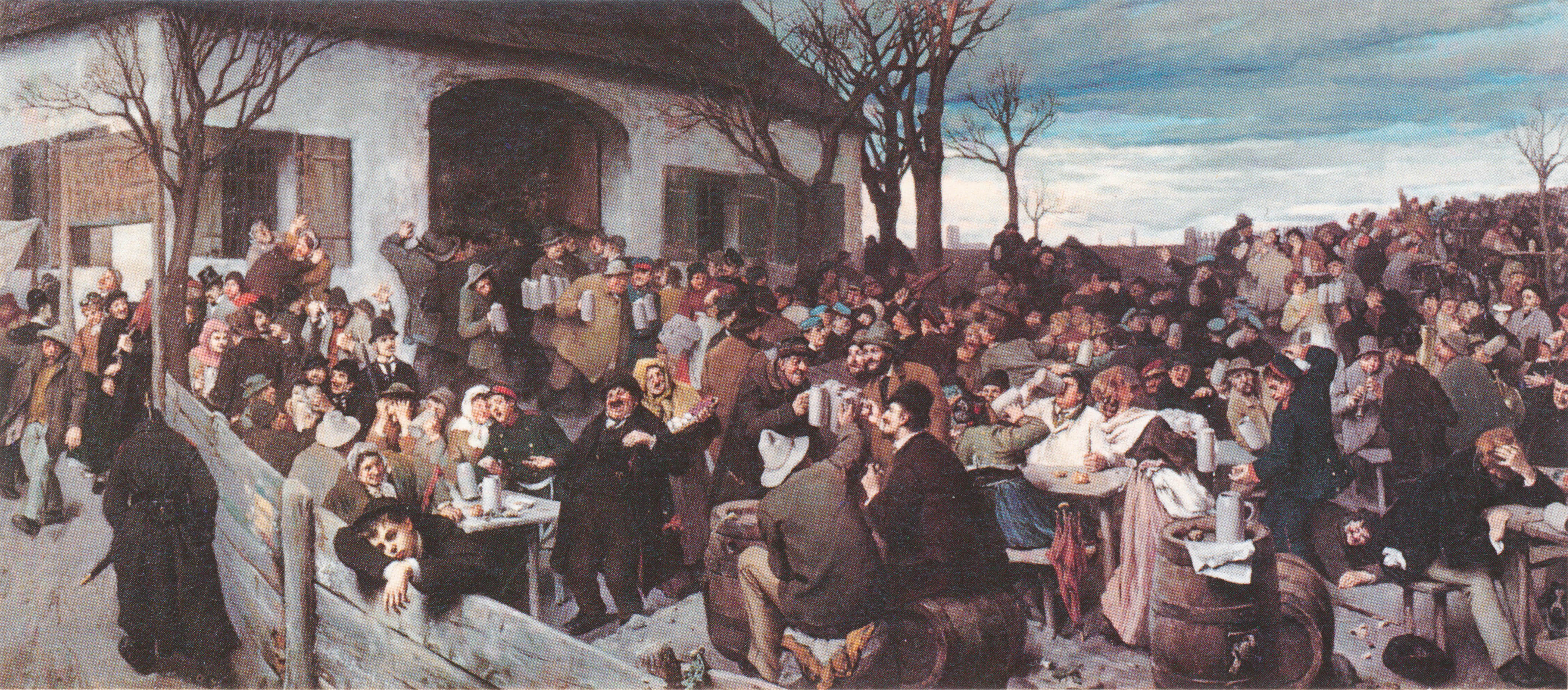 Im Salvatorkeller an der Hochstraße auf dem Nockherberg Ölbild von Alfred Seifer