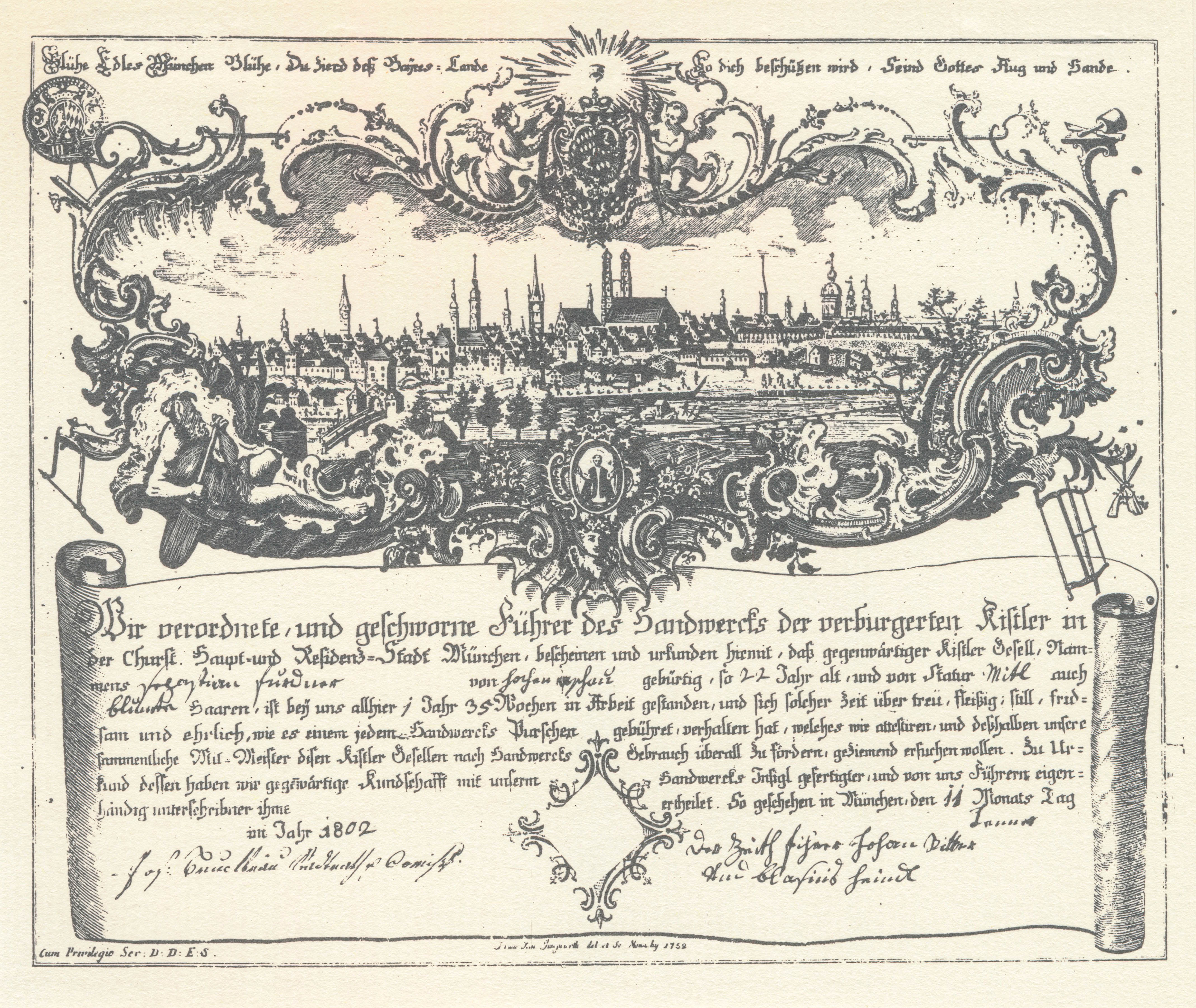 Kundschaftsbrief der Führer des Münchner Kistlerhandwerks