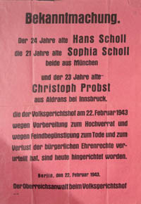  – Plakat - Hinrichtung Geschwister Scholl