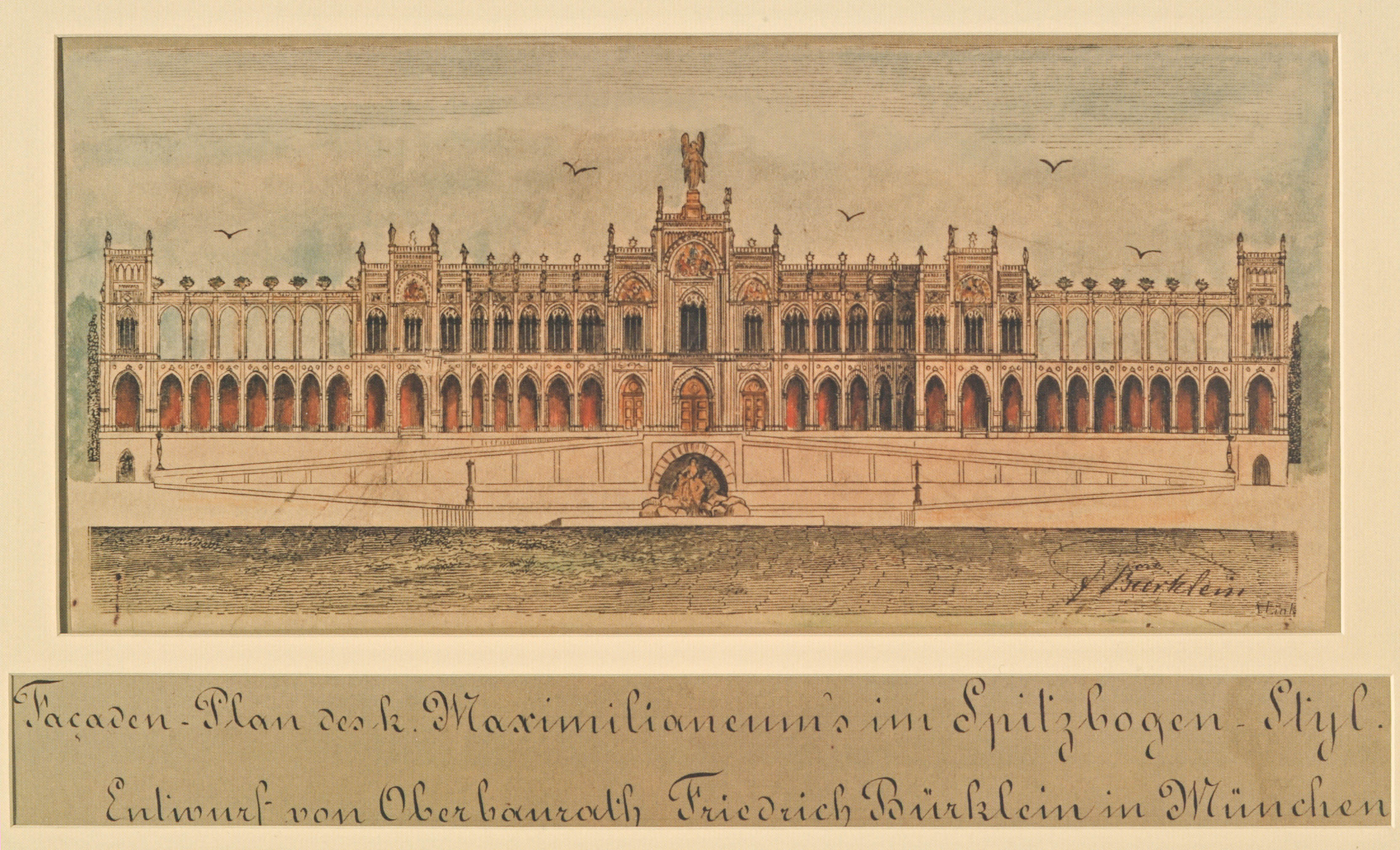 Fassadenplan - Maximilianeum im Spitzbogenstil