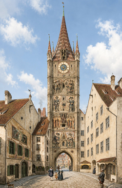 Der schöne Turm in der Kaufingerstraße um 1500