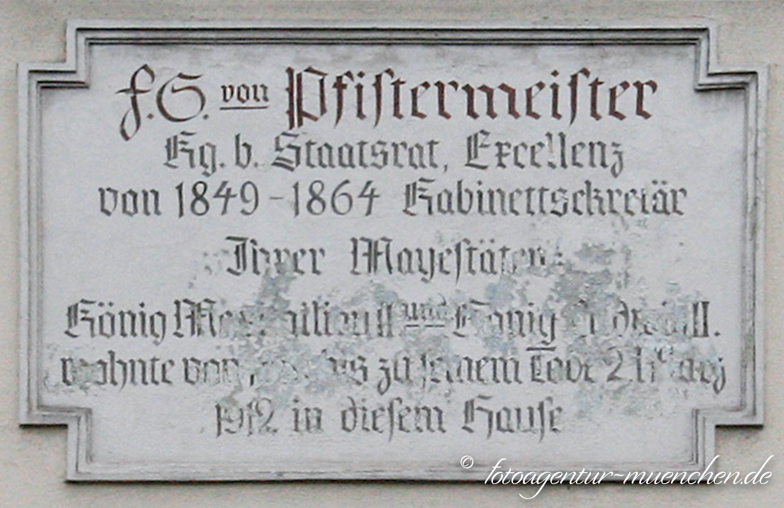 Gedenktafel Pfistermeister Franz Seraph von  