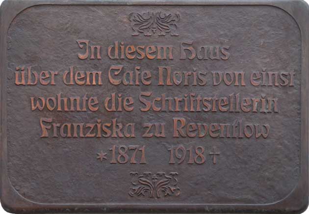 Gedenktafel - Franziska zu Reventlow