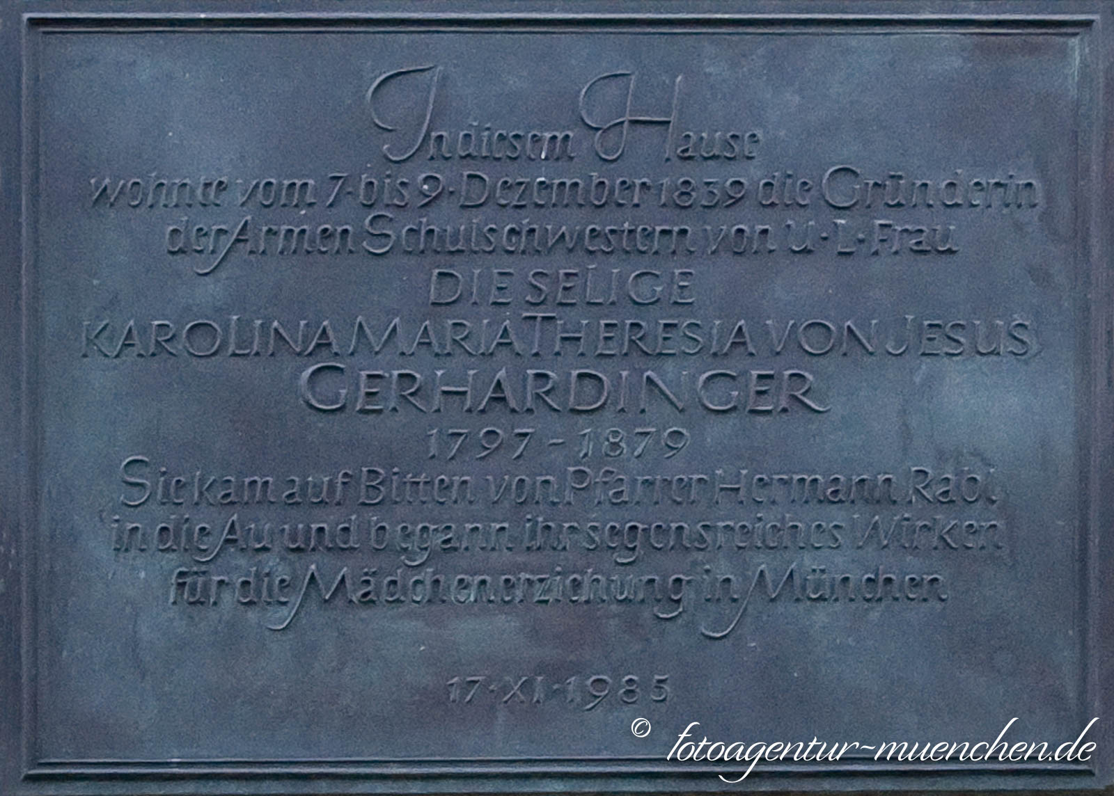 Gedenktafel - Karolina Gerhardinger